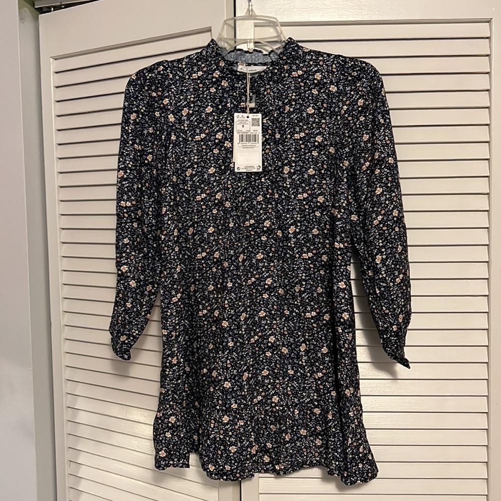Mango, Girl's Navy Floral print dress, Size 9